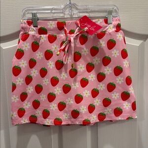 Stylish Pink Strawberry Print Mini Skirt